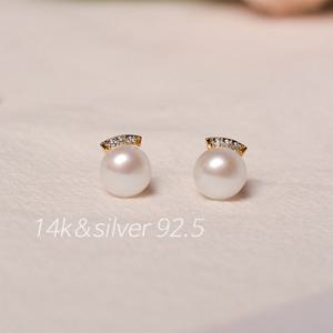 [블루밍룸] (14k) (SILVER 92.5) 키디 천연담수 진주 이어링