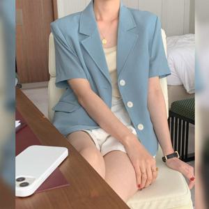[무드무드] 밍케 어깨패드 반팔 자켓