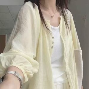 [쉬즈프리티] 지아린넨셔츠가디건(자외선차단)