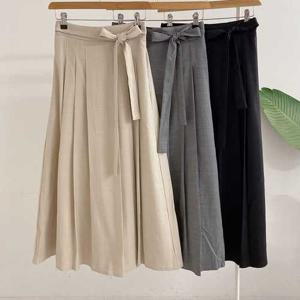 루브르 핀턱 주름 허리 리본 뒷밴딩 롱 스커트(3color)