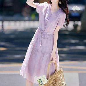 [블랙퀸][블랙퀸] 라벤더 무드 셔링 롱 원피스 blk004703