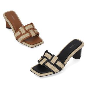 [정상가 159,000원] 엘칸토 여성 핸드 크래프트 미들힐 샌들 5.5cm LCWW43I426