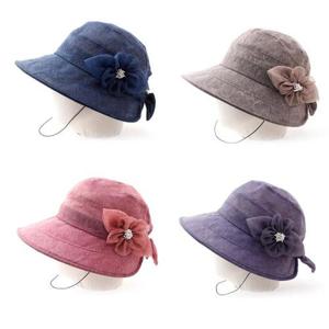 [마메든]리본 코사지 와이어 벙거지 4color 엄마 부인 중년여성 할머니 여름 챙모자/ OM-B5008