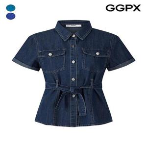 [GGPX]스트랩 데님 롤업 셔츠 (GQ4SH071F)