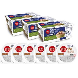 [CJ] 햇반 라이스플랜 렌틸콩현미밥 190g x12개+12곡밥 210g x6개