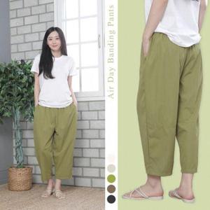 에어데이 주름 밴딩팬츠 여성 77 99 빅사이즈 시원한 여름 바지 5컬러 WFOGJME