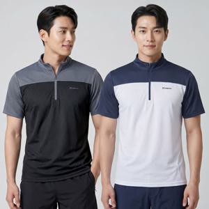 이지바이 아이스헌터 여름 남성 빅사이즈 데일리 냉감 쿨 반팔 집업 등산 아웃도어 티셔츠(M5ST05)