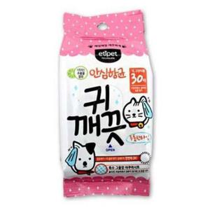 강아지귀세정제 애견 귀 깨끗 청소 물티슈 30매 1P 강아지 고양이
