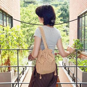 [옷자락] 여성 썸머 뜨개 짜임 니트 복주머니 숄더 버킷백