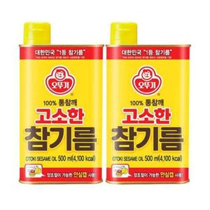 오뚜기 고소한 참기름 캔 500ml 2개