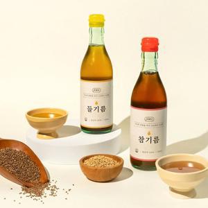 [몽미당] 저온압착 참기름 350ml 2병 + 들기름 350ml 2병 (총 4병)