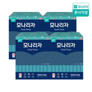 모나리자 미용티슈 180매*3입 4개 (총12개입) 각티슈 곽티슈