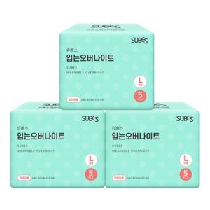 슈베스 입는 오버나이트 팬티형 생리대 대형 특대형 5P x3팩