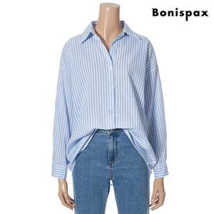[보니스팍스]스트라이프 카라 루즈핏 버튼업 셔츠 (XO1BA007L0)