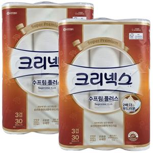크리넥스화장지 수프림플러스 3겹 40m 30롤 2개