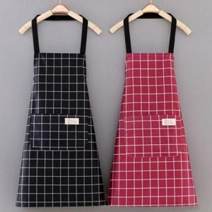 앞치마 다용도 주방 체크무늬 방수 예쁜 WFKZO5R