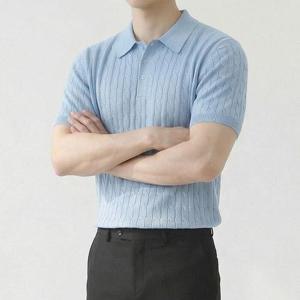 [맨데이즈]남성 케이블 반팔카라니트 니트카라티