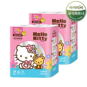 [VIP] 헬로키티 프리미엄 플라워 4겹 화장지 2팩 (25M*24롤) 총48롤