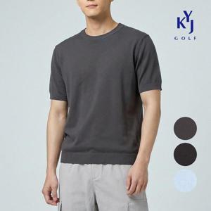 [김영주골프]여름 라운드넥 니트 베이직 남성 반팔 니트티 KQMMNT31