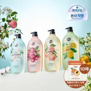 [짐승용량] 샤워메이트 대용량 바디워시 1.2kg*3개 + 여행용 샤쉐 10매 증정