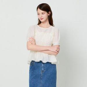 (JJ지고트) 스모킹 뷔스티에 크롭 블라우스 GS6P0BLW41