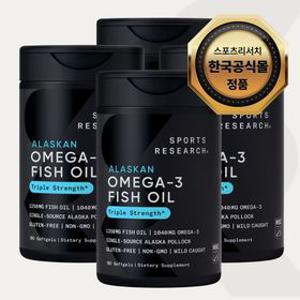 [APP전용][유통기한 2028.12] 스포츠리서치 알래스카산 오메가3 피쉬 오일 트리플 스트렝스 소프트젤 90정 3/4/5/6통