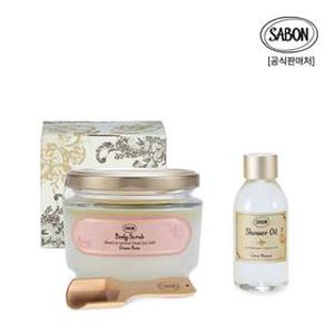[단독] 바디스크럽 그린로즈 320g (+샤워오일 본품 100ml, 우드스쿱)