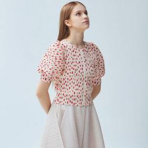 하트 패턴 플리츠 집업 블라우스_3colors