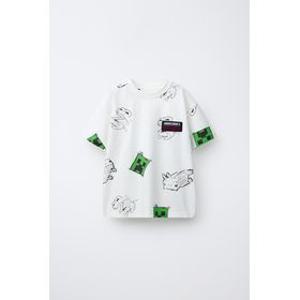 국내배송 ZARA 자라 주니어 키즈 마인크래프트  MOJANG AB. 프린트 티셔츠 화이트 9805682250 1893581