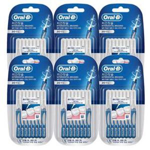 오랄비 Oral-B 치간칫솔 프리시즌 클린 브러쉬타입 20개입x6개 치간치실