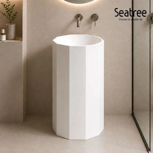 무타공 십각형 스탠딩 인조대리석 세면대 ST-LAR3039
