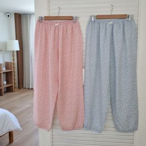 롱 팬츠 국산 빅사이즈 가능 팝콘 플라워 사계절 잠옷 고쟁이 바지 2color