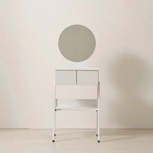 라운드거울 2서랍 슬림선반 콘솔 화장대(48cm 2색) 20대 우드 1인
