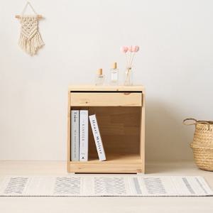 침실 감성연출 레드파인 원목 협탁 책 수납장(40cm) 좁은 우드 모던 사이드