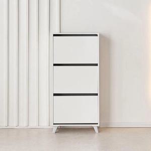 화이트 모던 틸트도어 3단 디자인 신발장(60cm) 공장 나무 장식장 자취방