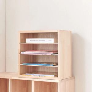 이동선반형 내츄럴 원목 4단 가로세로 잡지꽂이 수납장 400 / 서재 책 서류