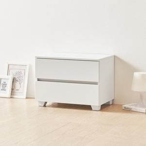 와이드플랫 미니멀 2단 협탁(60cm 2색) 작은 수납 엔틱 목재 좁은 보조 TV