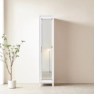 북유럽풍 화이트 우드포인트 전신거울 틈새 옷장 40cm / 저렴한 이불 장농