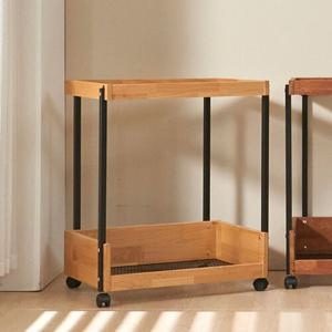 와이드원목 메쉬 2단 팬트리 이동식트레이(60cm 4색) 드레싱 미용 웨건 카
