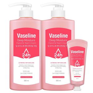 바세린 24h 딥 모이스춰 핸드크림 500ml 2개 + 60ml 1개