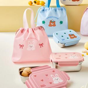 2단 분리형 스텐304 어린이 도시락 650ml 폴리가방포함 2 style