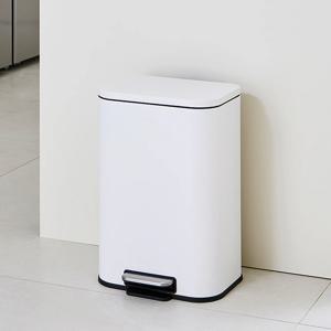 NEW 리뉴얼 디럭스 스텐 페달 휴지통 20L 화이트 슬림 종량제