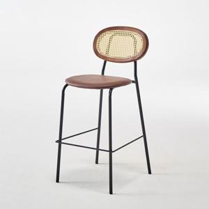 라탄 가죽시트 메탈프레임 홈바 의자(44cm 2색) 스탠드 업소용 고급 빠 BAR