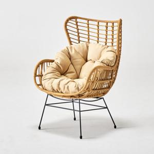 천연라탄 메탈프레임 홈카페 감성 암체어(72cm) 소파 편한 편안한 의자 1인