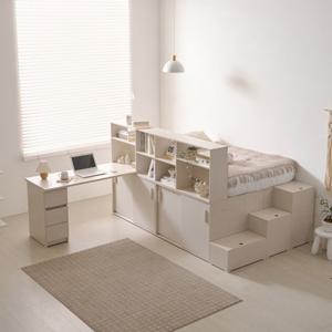 수납칸많은 공부방 높은 SS벙커침대+책상세트(120cm) 더블 사다리