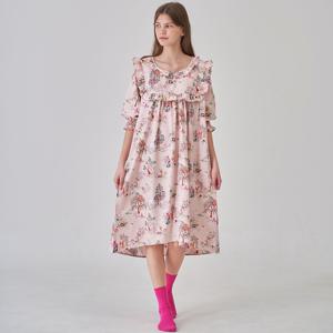텐셀 모달 판타지가든 패턴 러블리 프릴 반팔 원피스 잠옷