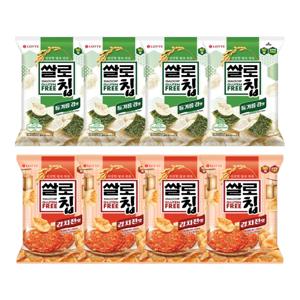 롯데 쌀로칩 들기름 김맛 100g 4개+쌀로칩 김치전맛 75g 4개
