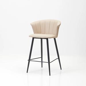 라운드 부채쉘 PU쿠션 스틸 하이 바체어(63cm 3색) 디자인 빠텐 BARCHAIR