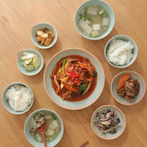 국내생산 마루 한식 2인 식기 세트 9P 국산 핸드메이드 프리미엄 도자기 접시 그릇