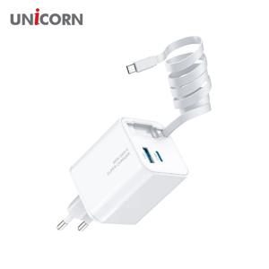 릴타입 케이블일체형 멀티 2포트 GaN 65W PD 초고속충전기 KA-800PD